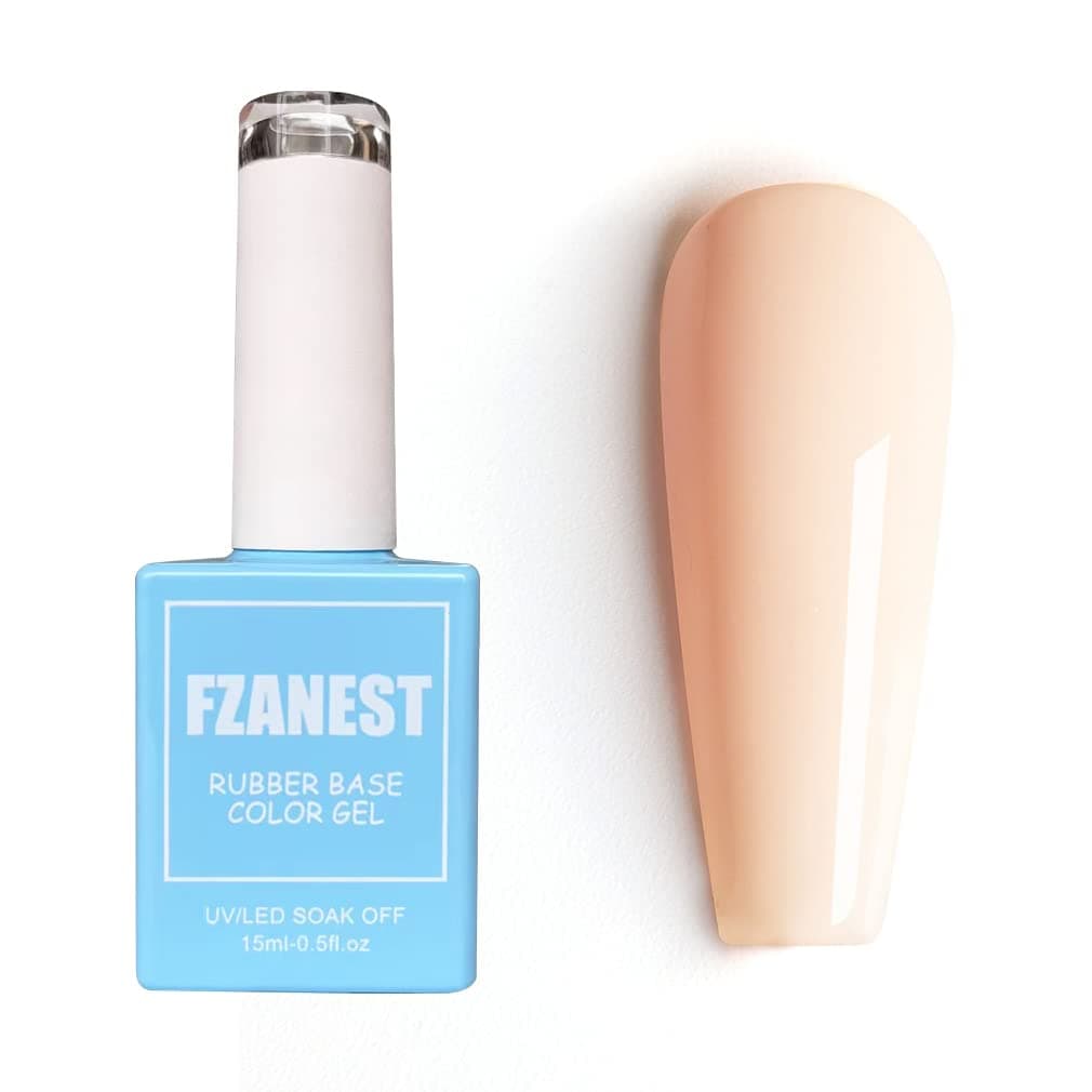 FZANEST Rubber Base Gel For Nail,Spring Summer Pastel Color Gel Nail Polish Long Lasting Rubber Base Coat(Beige)