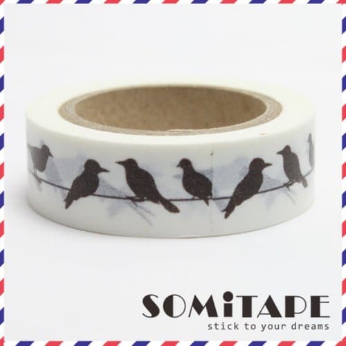 Black Birds On Wire Washi Tape, Craft Decorative Tape