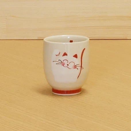 Imari Arita Pottery Smiling Cat Mini Cup Red 13702009