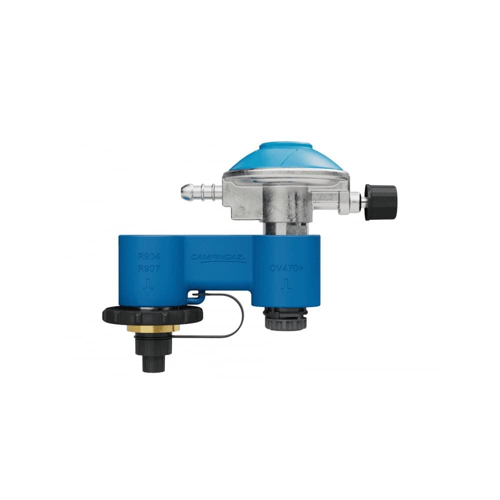 Twin Connection with Gas Pressure Regulator for Campingaz Gas Stoves, Twin Connection for EasyClic Gas Cartridges CV 300 & CV 470 Plus as well as Gas Bottles R904 & R907