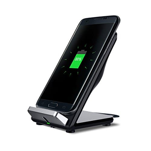 Fast Wireless Charger with Ultra-Quiet Fan，2 Coils QI Wireless Charging Stand for Samsung Galaxy S8/S8+/ S7 / S7 Edge / S6 Edge Plus, Nexus Lumia and All Qi-Enabled Device