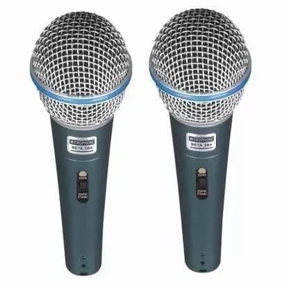 Microphone Beta 58A Dynamic Mic Cardioid Vocal Multi-Purpose Mic with 12 Ft XLR Cable - Pack of 2 Microphone