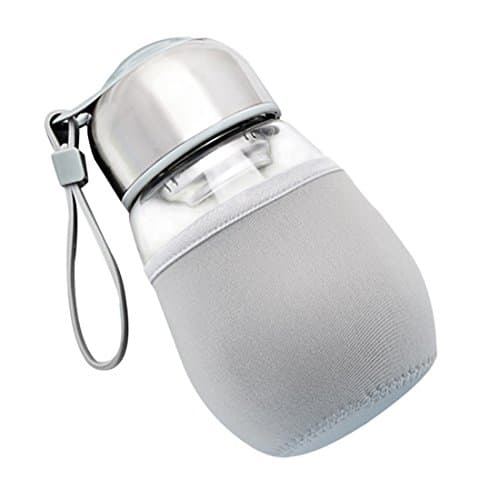 HAPPPT Penguin Shape 400ML Travel Mug Hand Portable Glass Water Bottle Glass Coffee Cup (Gray)