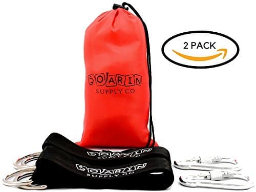 Soarin Supply Co Tree Swing Hanging Kit Set with Screw Carabiner Hooks | Adjustable Long 5 ft Straps Holds 2000 lbs | Perfect for Tree Swing, Hammock, Tire Swing & Swing Set | Set of 2
