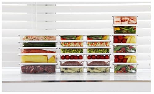 Kitchen Refrigerator Organizer, Fridge and Freezer Storage, Food Containers with Lids M1(12P)+M2(6P)+L1(3P)+L2(2P) Total 23P Extended Set F