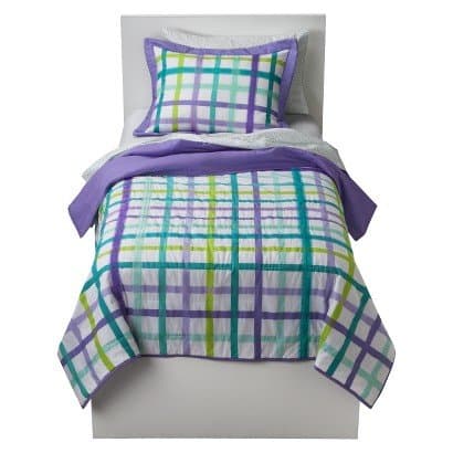 Circo Purple Plaid Quilt and Sham 2 pc Set Size Twin