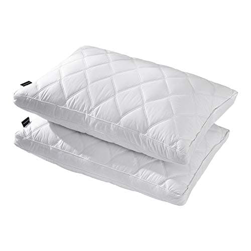 puredown Gusseted Down Feather Pillows for Sleeping 100% Cotton Pillow Cover Standard/Queen Size Set of 2
