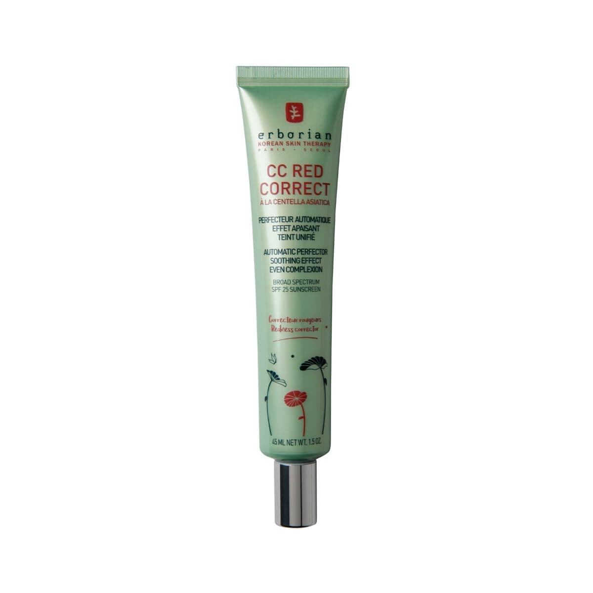 CC Red Correct - Anti Redness Tinted Face Cream with Centella Asiatica Panthenol and Bisabolol - Green Neutralizing Shade with SPF 30 - Light Coverage - 40ml - Korean Cosmetic
