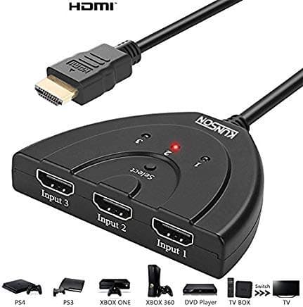 3-Port HDMI Splitter Switch Cable 3 in 1 Out Auto High Speed Switcher Splitter Support 3D,1080P HDMI TV, Xbox One,PS3