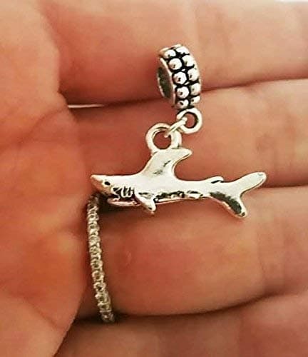 Shark Teeth Charm Necklace for Men Women, Great White Shark Head Pendant for Him Her