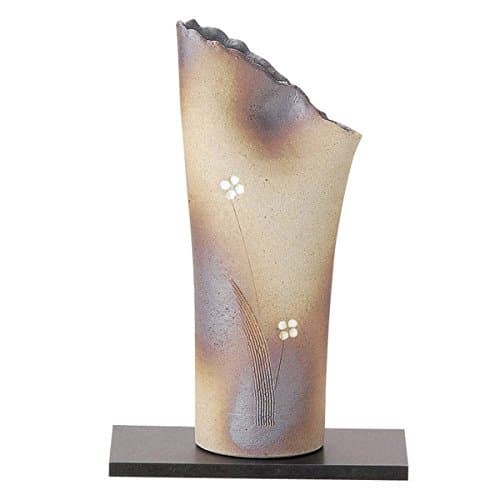 Shigaraki Japanese Ceramic Ware. Ikebana Flower vase. Tsutsushibori. 1-2519