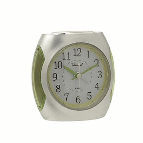 Telesonic Quiet Sweep Quartz Alarm Clock - Silver/Green