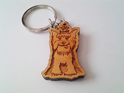Wooden Yorkshire Terrier Keychain, Wood Keychain Carving of Yorkshire Terrier Dog Design 6