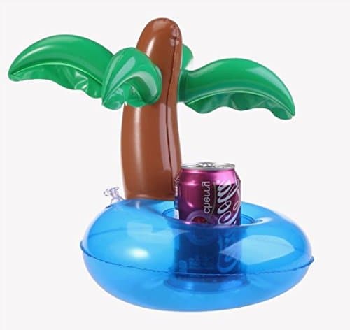 Mossun 2 Pieces Palm Tree Inflatable Drink Holder Coasters Cup Drink Holder Swimming Pool Float Beach Party Kids Bath Toy