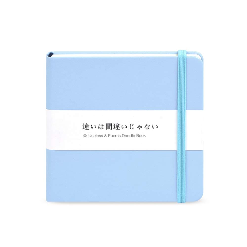 Mifuner Small Square 5x5 80gsm Mini Notebooks Blank Pages Sketchbooks Travel Journal Pocket Hardcover Paint Writing Notebook Blank Diary Memo Planner Sketchbook PU Leather Cover, Blue