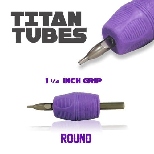 Titan(TM) Tube 1.25" Disposable Tattoo Grips with Clear Tip - 7 Round 10 Pack - Free Shipping