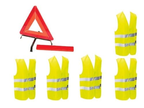 Car Kit sécurite: 1 Triangle + 5 EN471 Yellow Vests