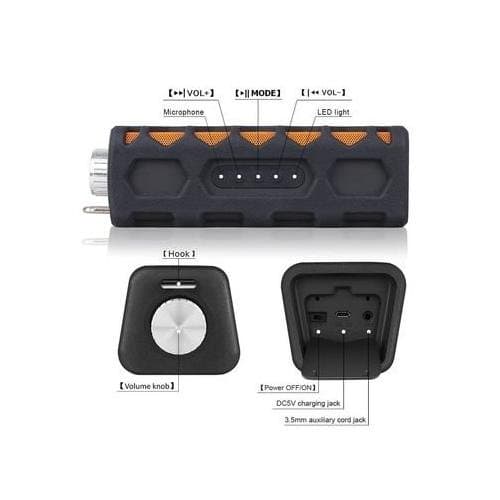 Wireless Bluetooth Speakers, Built-In Microphone (Black/Orange)Indoor/Outdoor; Rechargeable battery. Outstanding Acoustical Sound By GAB Enterprisres