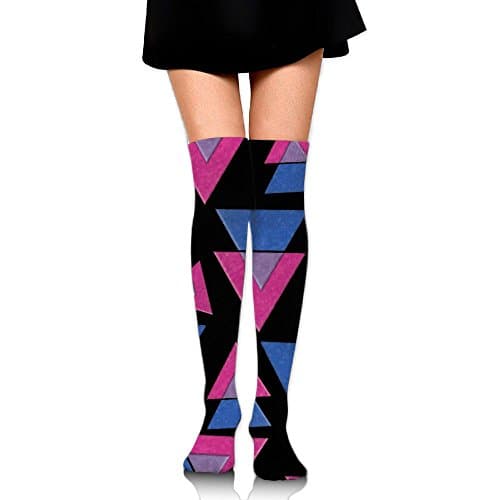 Bisexual Pride Triangles Flag Funny Women's Warm Knee High Socks Fancy Thigh High Socks