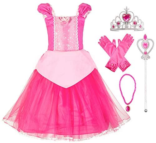 Princess Mermaid Dress Costume for Baby Toddler Girl with Accessories (5, Aurora with Accessories)