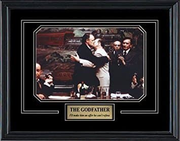 The Godfather Movie Memorabilia Marlon Brando as Don Vito Corleone Framed Movie Photo with Plate Custom Made Real Wood Modern Charcoal Frame (15 x 12)