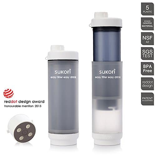 Sukori Multi-function Portable Bottle 18-ounce Pp Eco Friendly Plastic Water Filter Bottle - Prefect for Work, Traveling, Outdoor (Black)