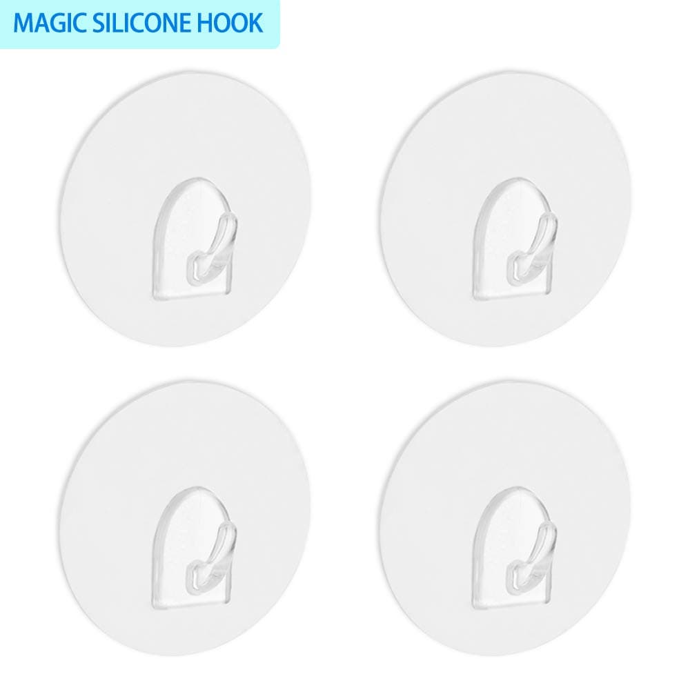 BABALA Heavy Duty Wall Hooks - Eco-Friendly No-Glue Static Cling Silicone Hook/Clip Transparent Nail Free Wall Hangers Waterproof Reusable Utility Hook for Kitchen, Bath, Coat, Towel, Keys