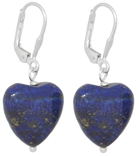 ERCE Lapis Lazuli Heart Earrings Gemstone 925 Sterling Silver