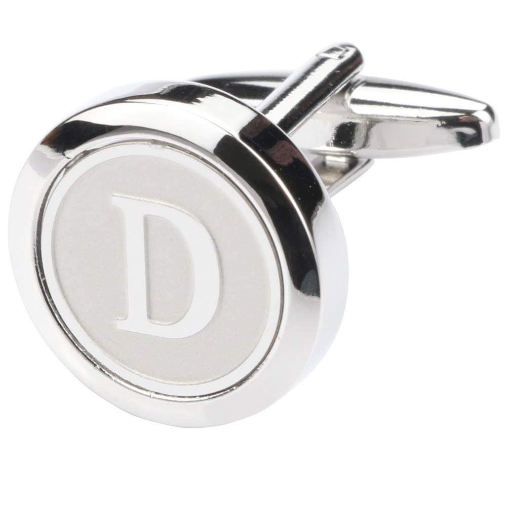 Dannyshi Men's Classic Stainless Steel Initial Cufflinks 26 Letters Business Wedding Shirts A-Z