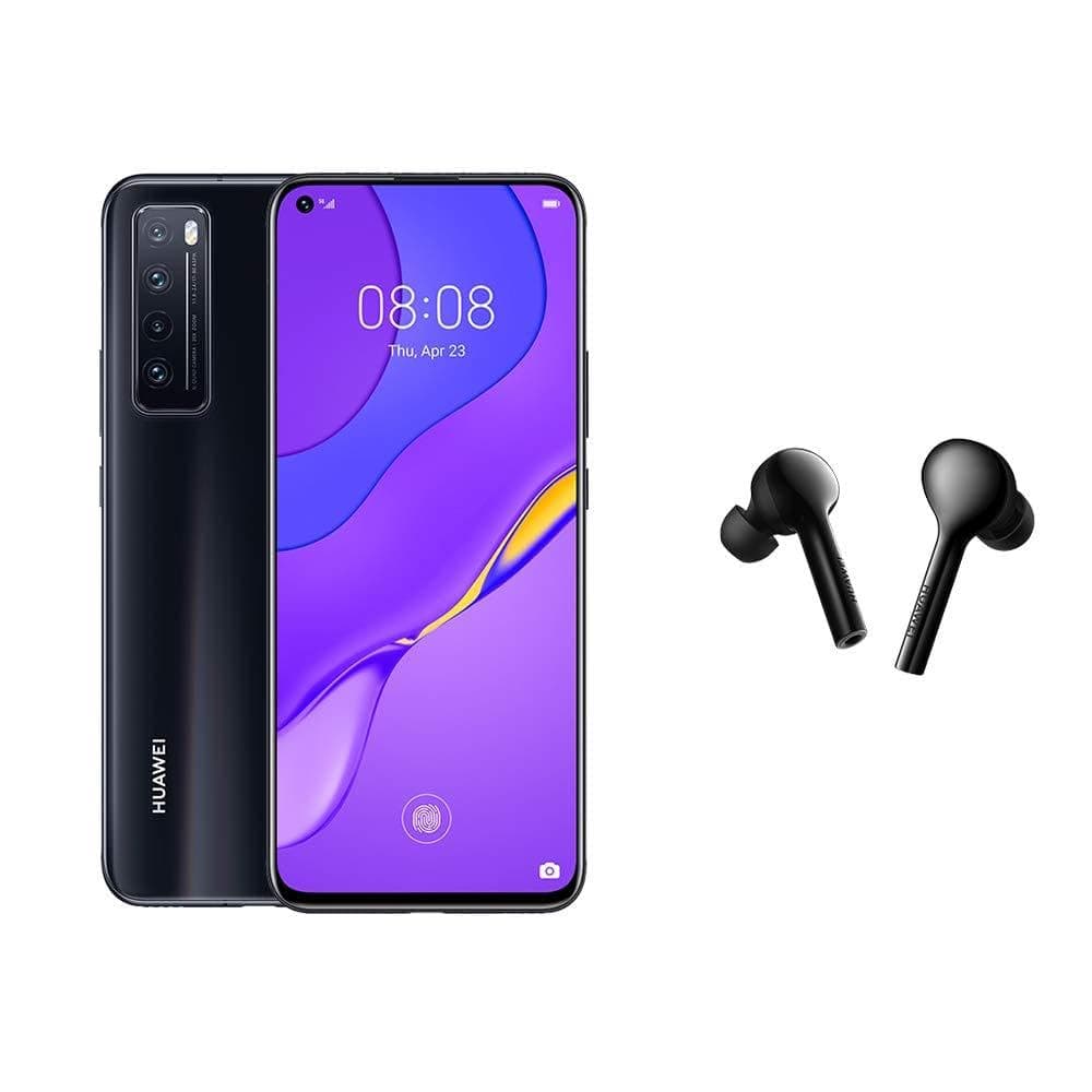 Huawei nova 7 5G smartphone Kirin 985 SOC 64MP AI Quad Camera fullview display In-Screen 32 MP Front Camera 8 GB RAM + 256 GB ROM 4,000 mAh battery 40W SuperCharge - Black+ Freebuds Lite