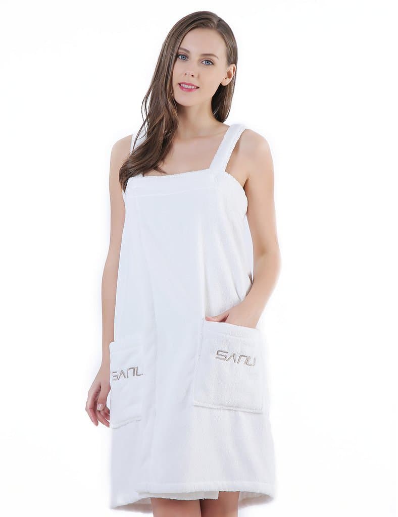 SANLI Women's Spa Bath Towel Wrap, Shower Robe - Plush Soft Terry Cotton Bathrobe with Straps