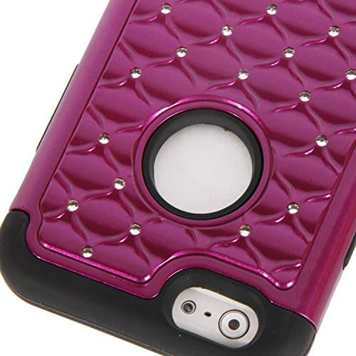 iPhone 6S Case, iPhone 6 Case, Style4U iPhone 6S / 6 Studded Rhinestone Crystal Bling Hybrid Armor Case Cover for Apple iPhone 6S / iPhone 6 with 1 HD Screen Protector and 1 Stylus [Purple/Black]