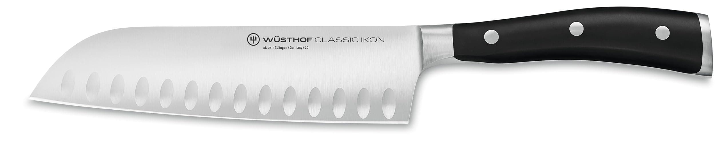 Classic IKON 7" Hollow Edge Santoku Knife, Black