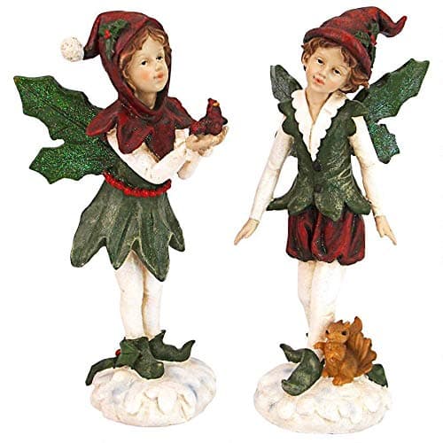 Design Toscano Santa s Victorian Holly Christmas Elves Statue Set of Two