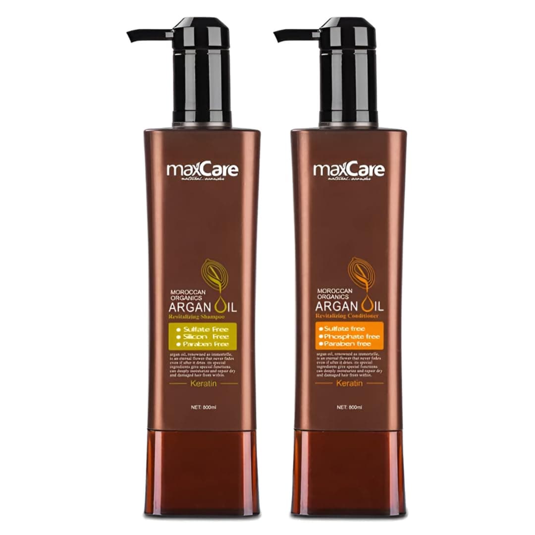MaxCare Revitalizing Shampoo and Conditioner with Argan Oil, Sulfate Free, Silicon Free and Paraben Free