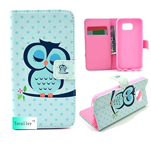 Galaxy S6 Case,Tavalley(TM) Fashion Magnetic Design Flip Folio Pu Leather Cover Standup Cover Case with Sleeping Owl Pattern for Samsung Galaxy S6 with Screen Protector and Stylus