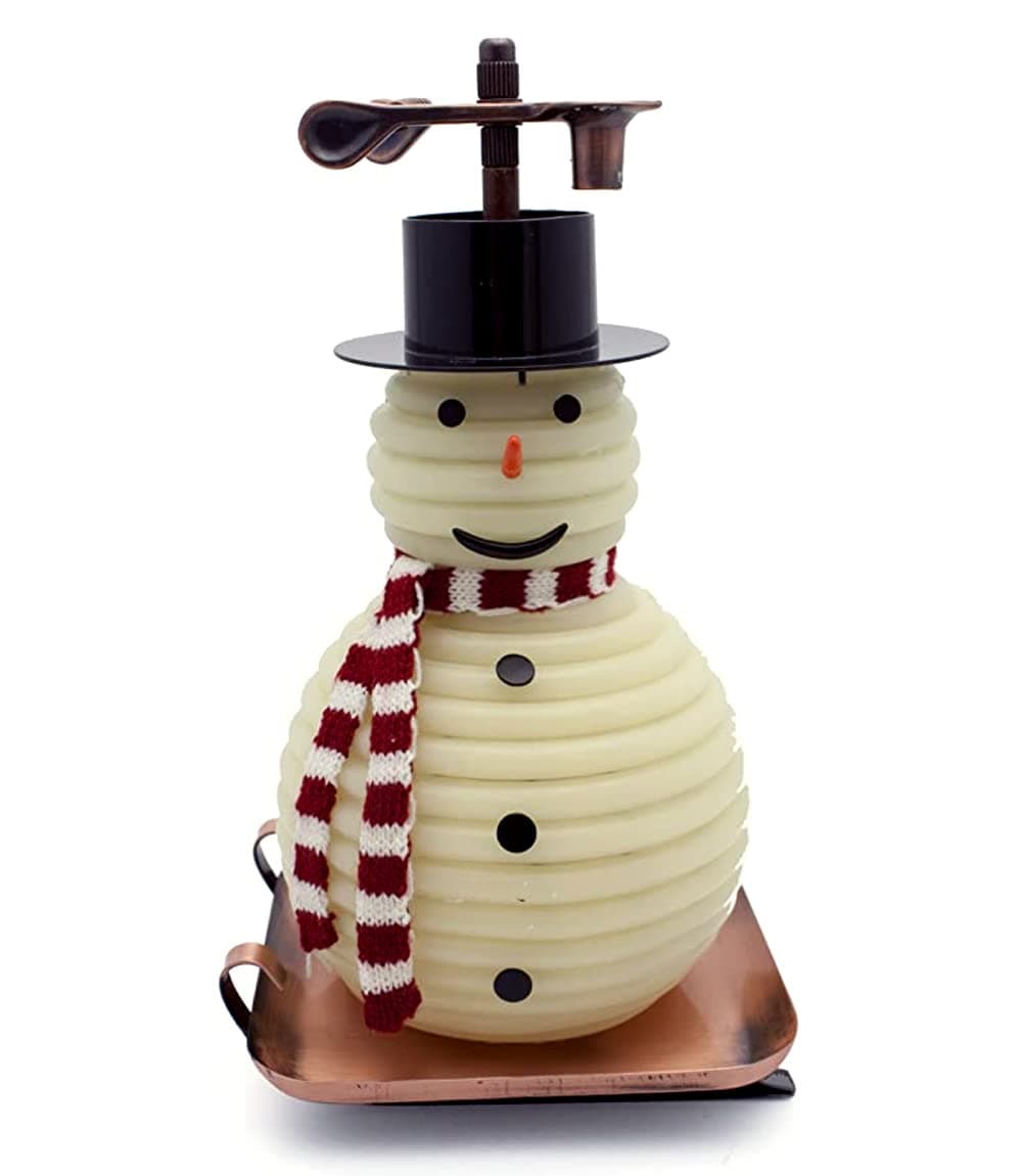 100-Hour Snowman Candle, Copper Base, Eco-friendly Natural Beeswax with Cotton Wick