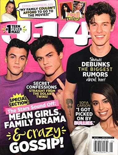 J-14 Magazine May 2019 The Dolan Twins Shawn Mendes Sofia Carson Emma Chamberlain w/ BTS 5 Seconds of Summer Cole Sprouse Mega Posters Single Issue Magazine