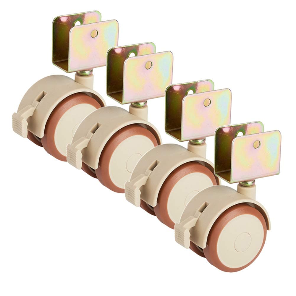 Dawafit Casters Crib 0.78"/0.86"/0.98" U Bracket Silent Universal Swivel Brakeniture 2 Inchor Wheels 4 Pack for Hardwood Floor Carpet 4 Pcs