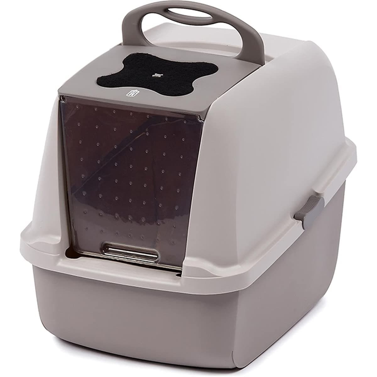 Catit Jumbo Hooded Cat Litter Box - Warm Grey Modern Design