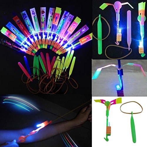 40 Amazing Arrow Rocket Copters. Led Light Helicopter Flying Toy - Elastic Powered Sling Shot Heli. Similiar to Flare Copter