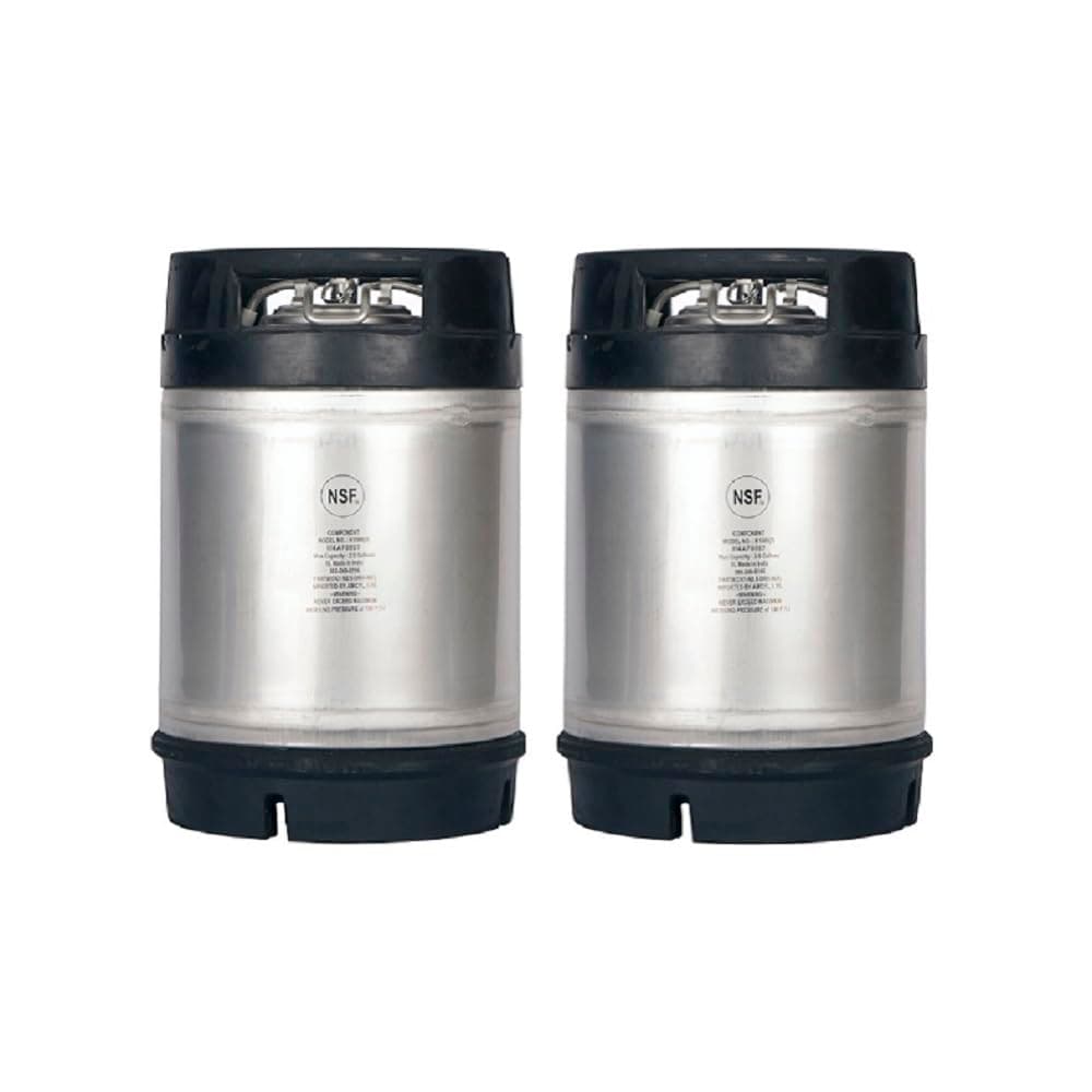 Two Pack of New 2.5 Gallon Ball Lock Kegs with Dual Rubber Handles