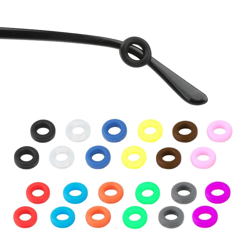 Alamic Eyewear Retainer Silicone Eyeglasses Temple Tip Anti-Slip Round Comfort Glasses Retainers for Spectacle Sunglasses Reading Glasses Eyewear - 12 Pairs