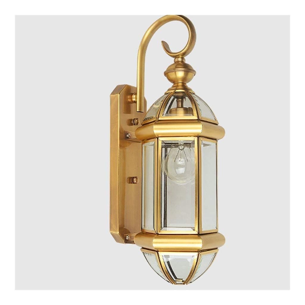 Yxx max -Bedroom Wall lamp Wall lamp led European-Style Full Copper Wall Lamp Outdoor Waterproof Glass Lamps American Village Retro Courtyard Art Lighting Home Decoration
