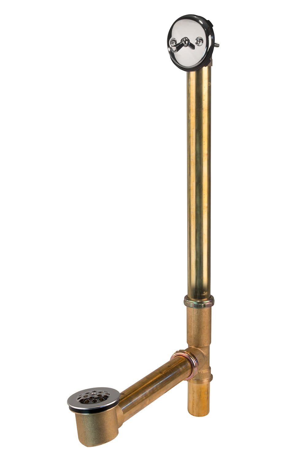 American Valve TD5XCRTL Bath Drain 1-1/2 inch Trip Lever, Extended Brass Trim for Deep Tubs, Chrome Hardware
