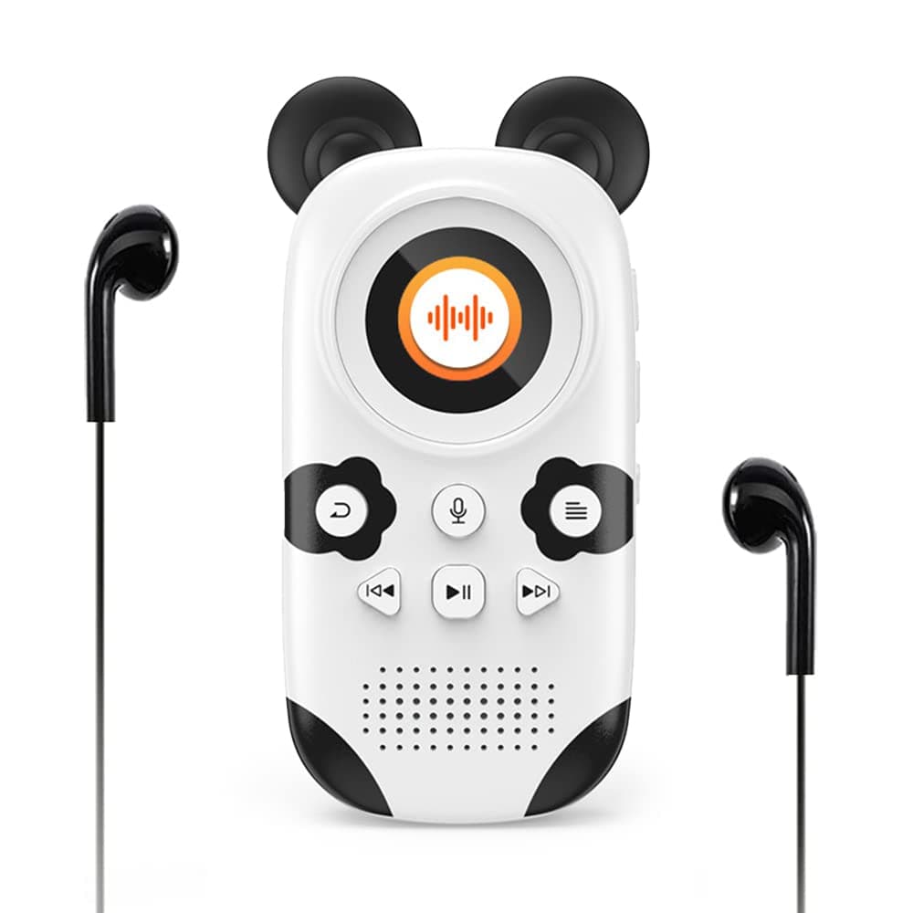 16GB MP3 Player for Kids, Cute Panda Portable Music Player MP3, Child MP3 Player with Bluetooth 5.0, Speaker, FM Radio, Voice Recorder, Alarm Clock, Stopwatch, Pedometer, Support up to 128GB