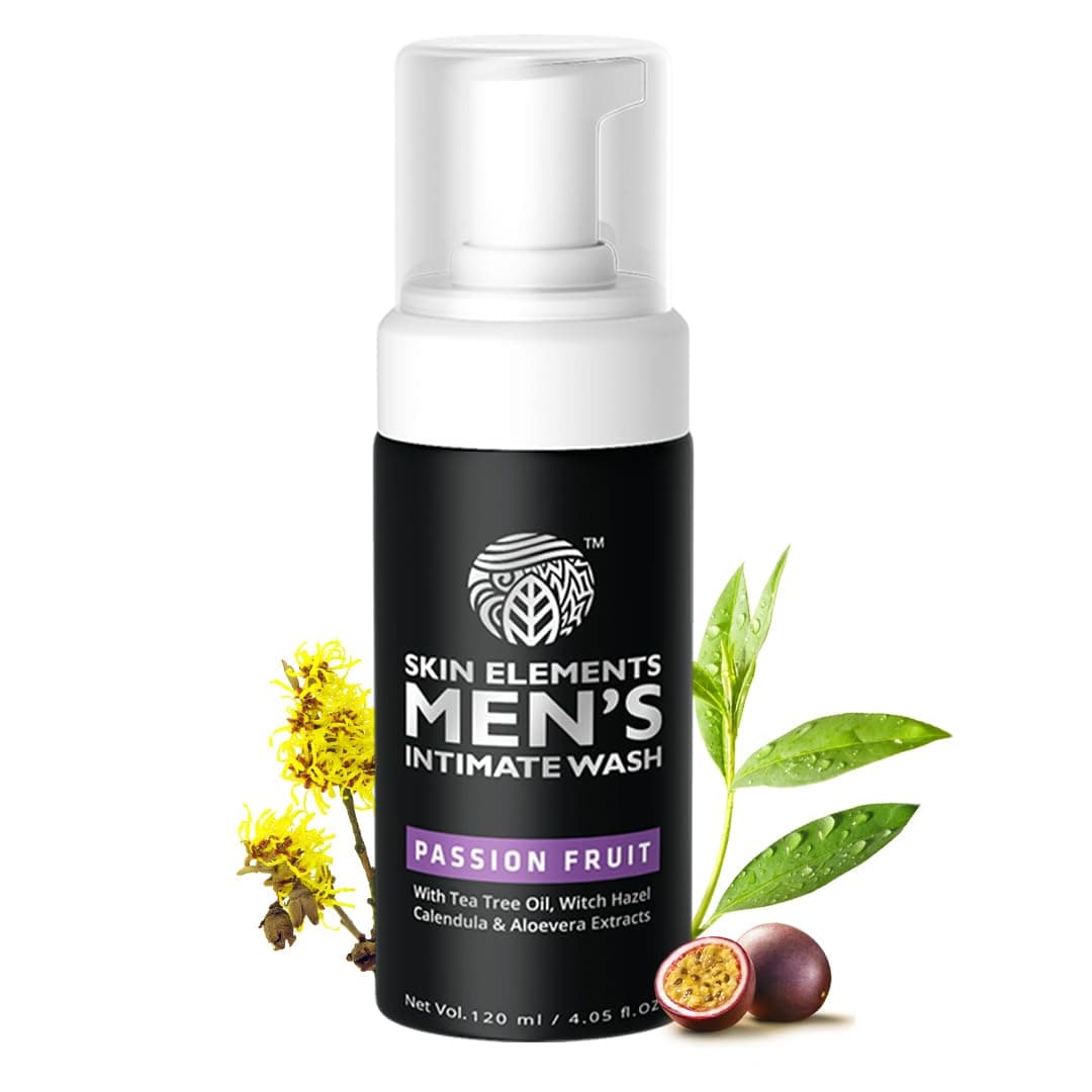 Skin Elements Men's Intimate Wash with Passion Fruit | pH Balanced Foaming Hygiene Wash | Soothes, Refreshes & Maintains Hygiene | 120 ml