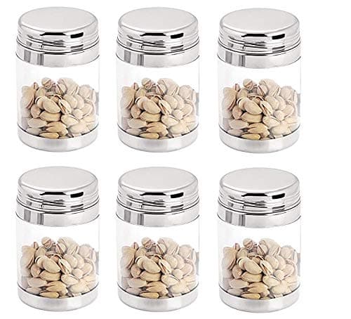 SPRINGWAY - Brand of Happiness | Stainless Steel and Food Grade Polycarbonate See Through Clear Container/Canister/Storage Jar 800ml (Set of 6)