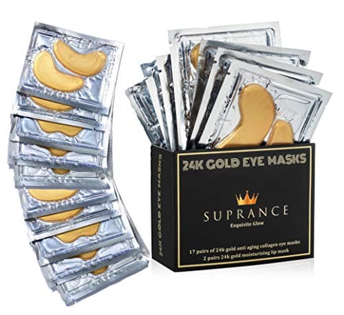 All Natural 24K Gold Eye Masks with Collagen by Suprance – Under Eye Patches with Hyaluronic Acid– Dark Circles Under Eye Treatment – Eye Mask for Puffy Eyes - Anti-Wrinkle – 17 Pairs