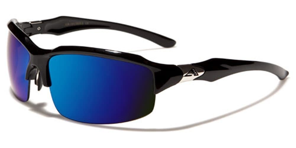 Arctic Blue Half Frame Men's Sport Sunglasses Blue Color Mirror Lens
